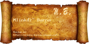 Mlinkó Barna névjegykártya